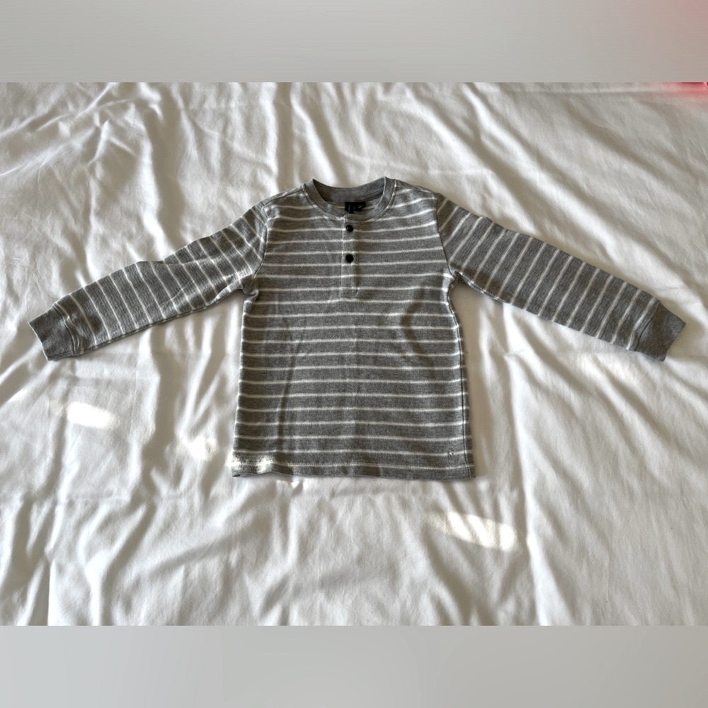 Janie &Jack Striped Gray and White Henley